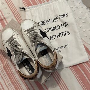 Golden Goose White, black star and leopard print Sneakers
